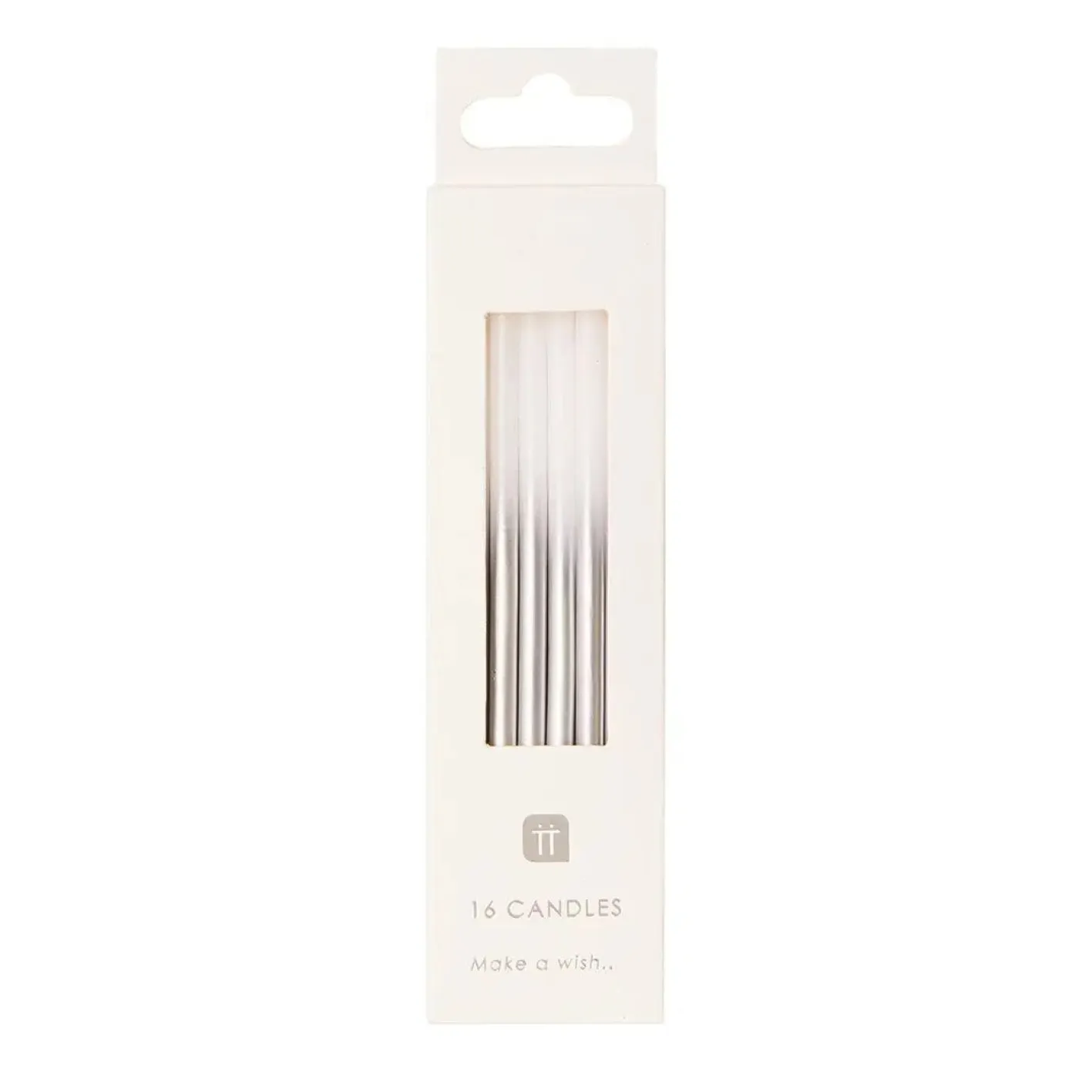 Talking Tables White and Silver Birthday Candles - 16 pack