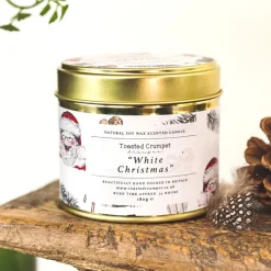 Toasted Crumpet 'White' Christmas Candle in a Matte Gold Tin