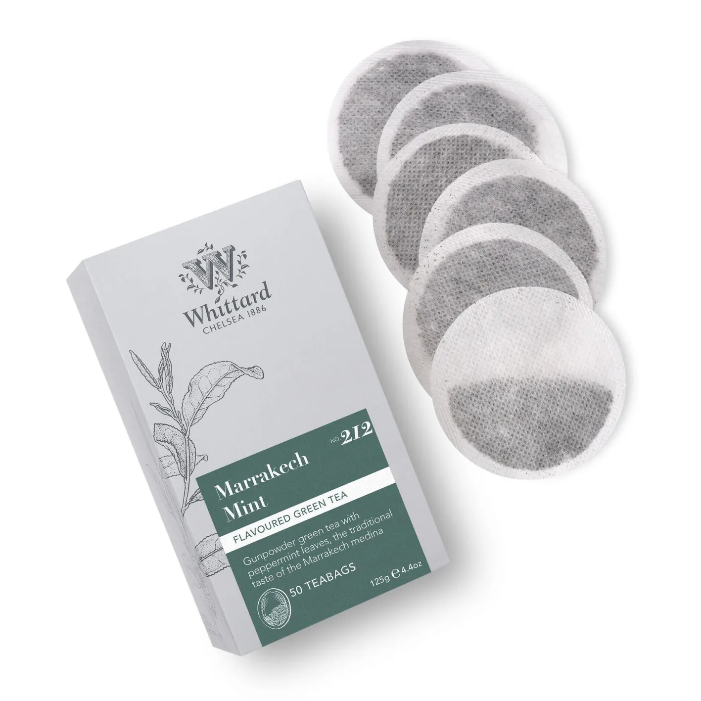 Whittard of Chelsea Whittard Classic Marrakech Mint Flavored Green Tea 50 Traditional Teabags Plastic Free