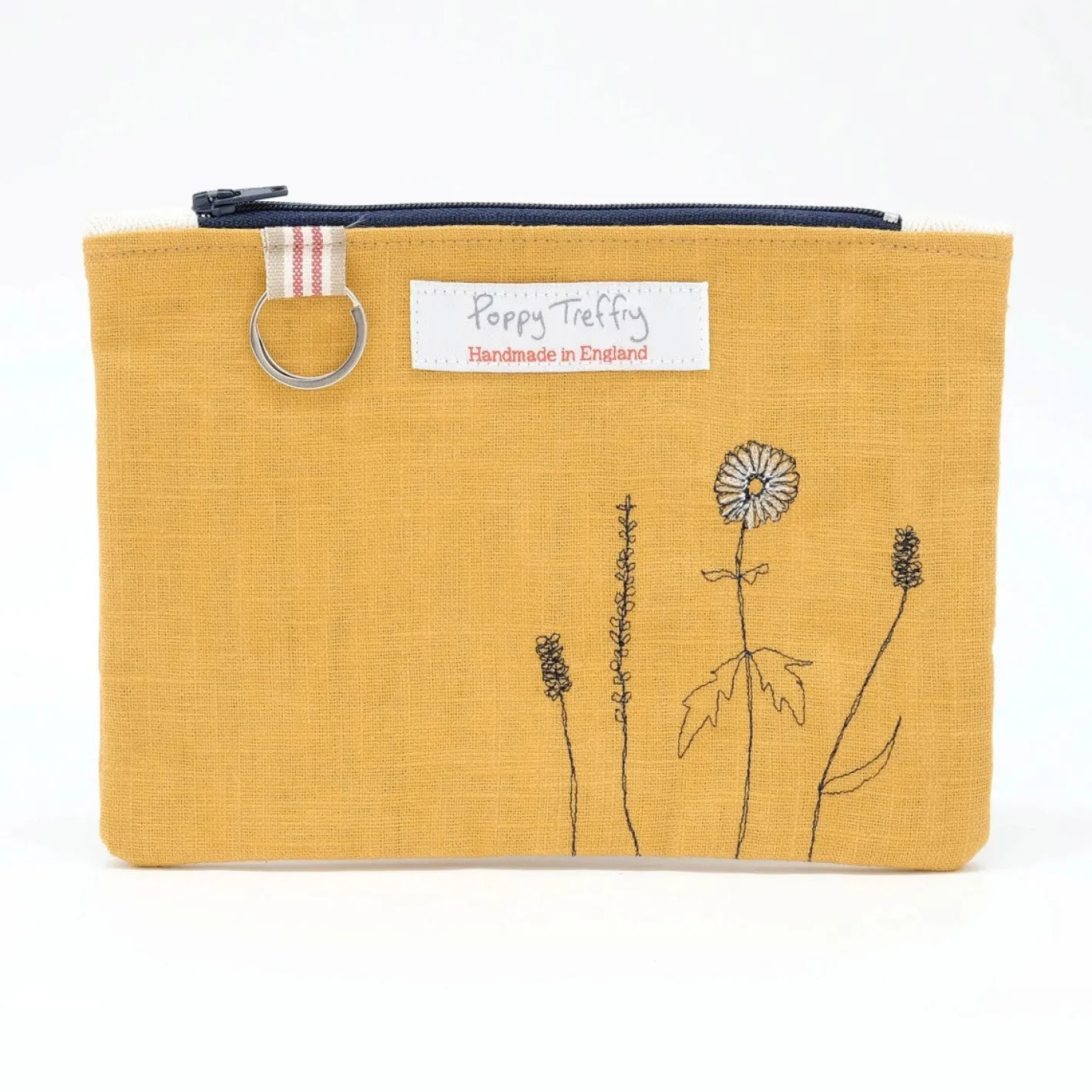 Poppy Treffry Wild Grasses Flat Embroidered Zip Purse with Keyring