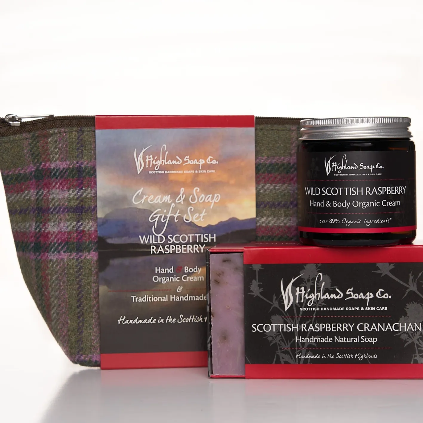 The Highland Soap Company Wild Scottish Raspberry Hand & Body Cream with Soap Gift Bag