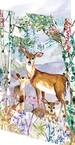 Roger La Borde Wild Winter's Song Deer Lasercut Christmas Card Kraft Box