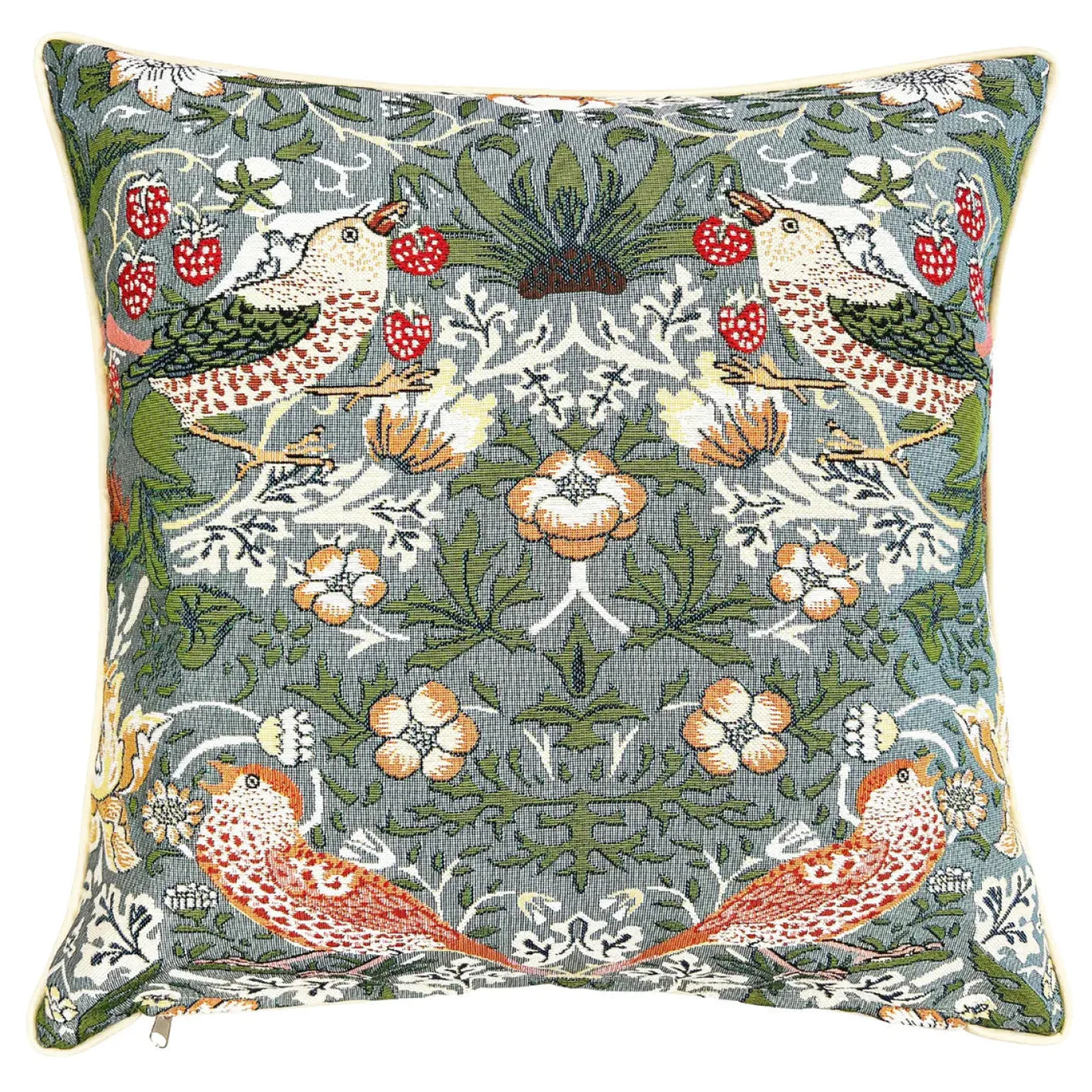 Signare William Morris Strawberry Thief Grey Pillow