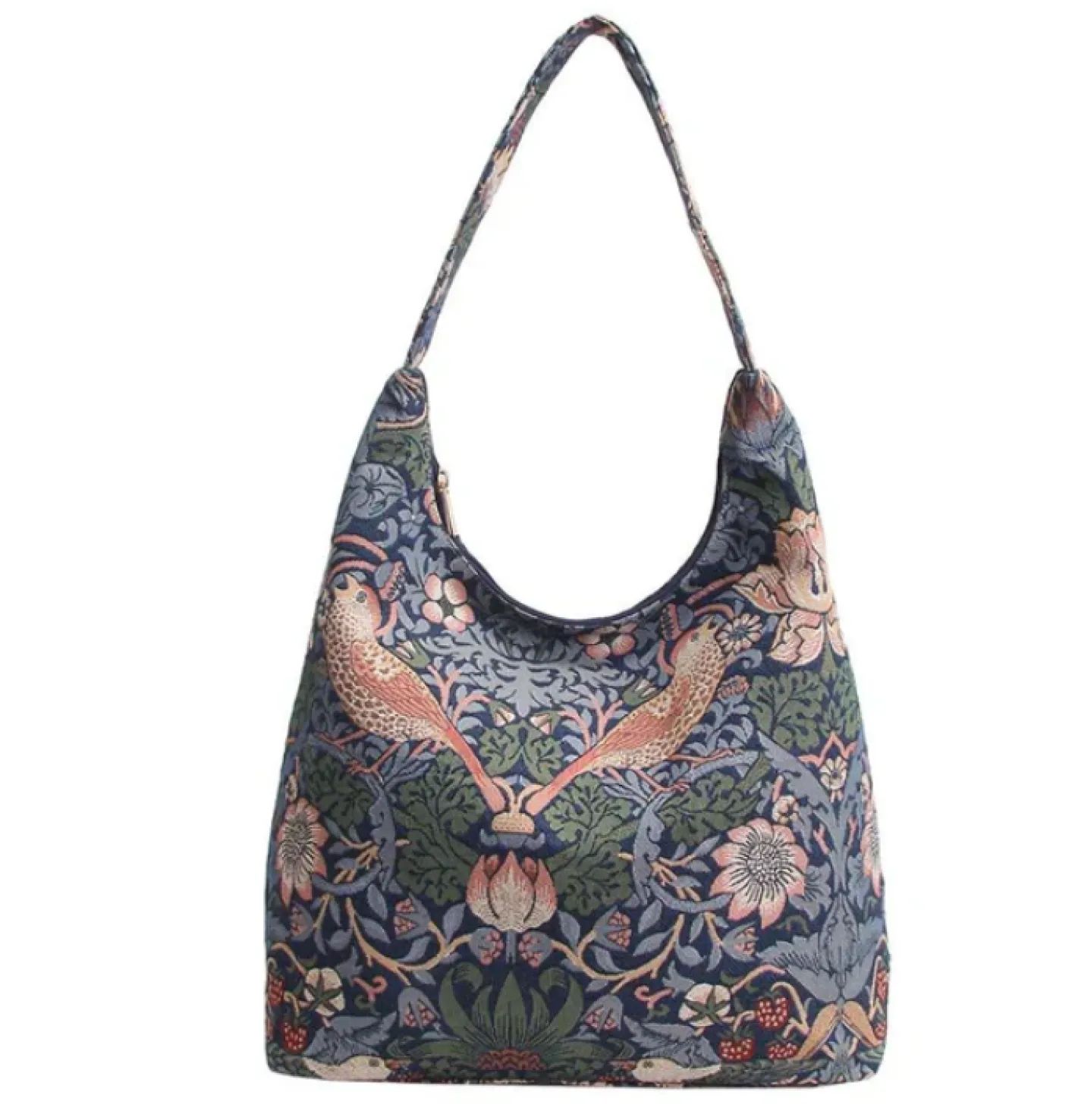 Signare William Morris Strawberry Thief Hobo Bag - Blue