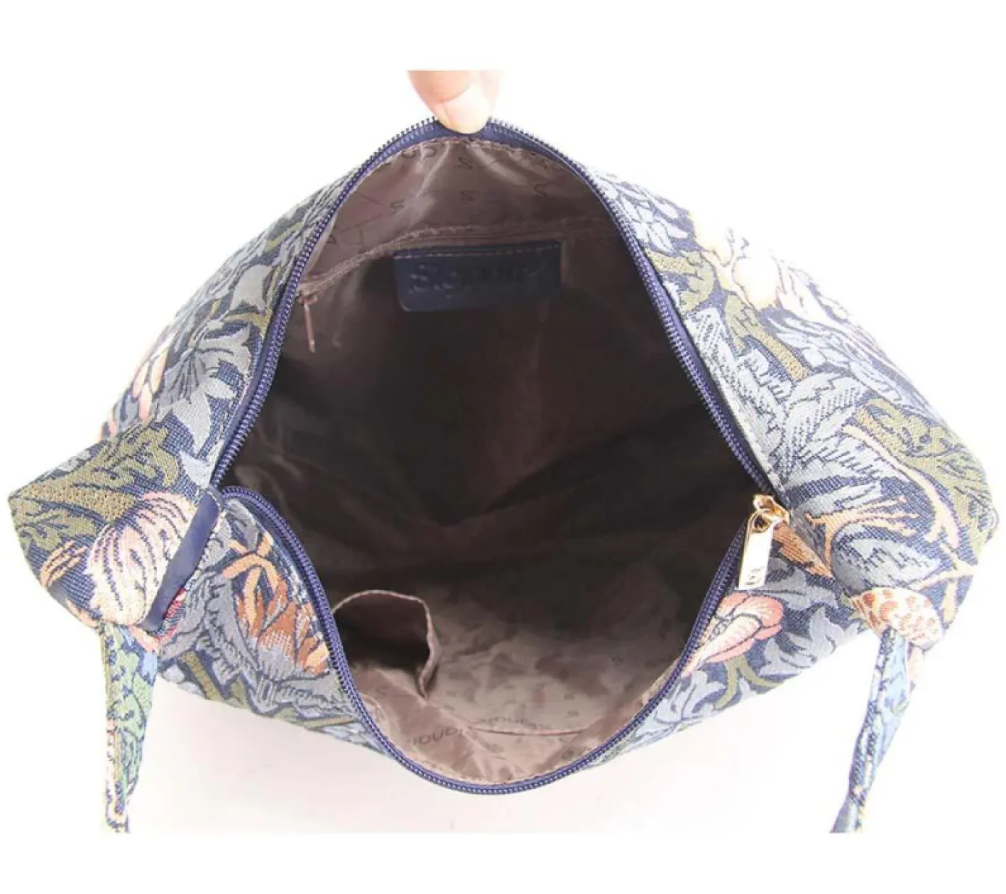 Signare William Morris Strawberry Thief Hobo Bag - Blue