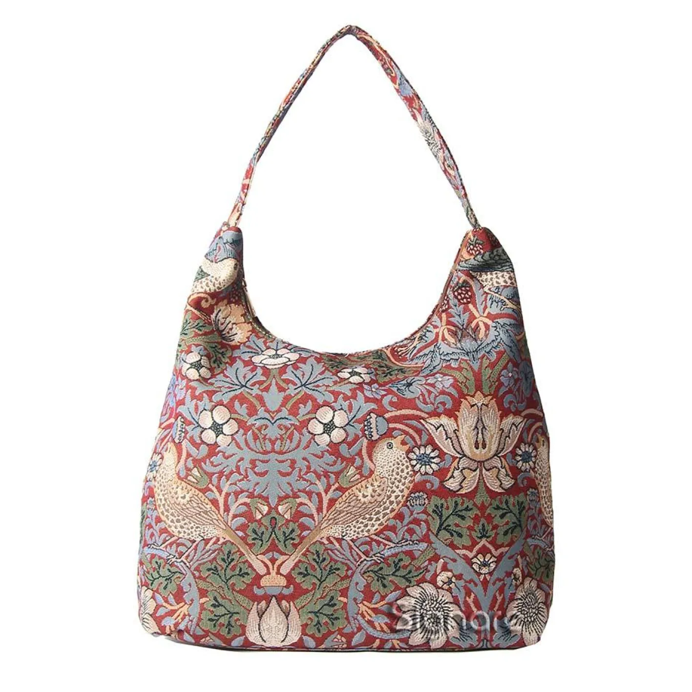 Signare William Morris Strawberry Thief Red Hobo Bag