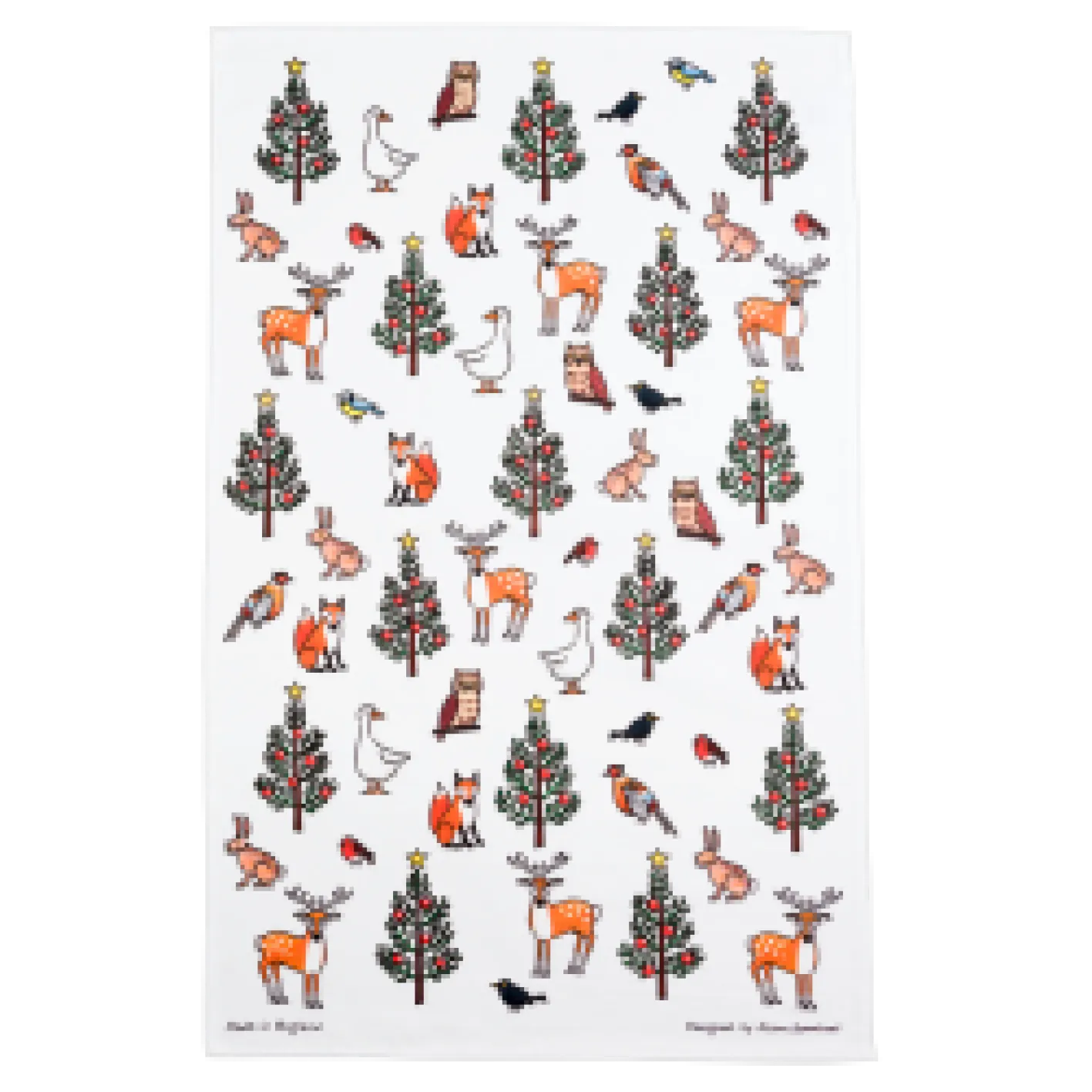 Alison Gardiner Winter Wildlife Tea Towel