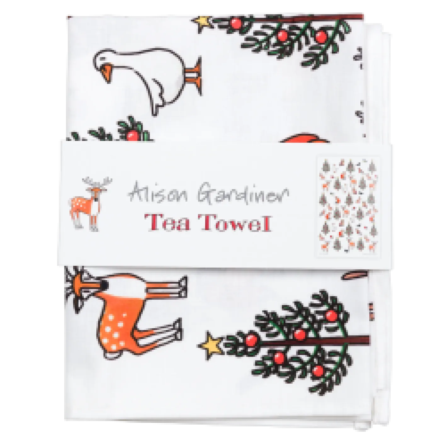 Alison Gardiner Winter Wildlife Tea Towel