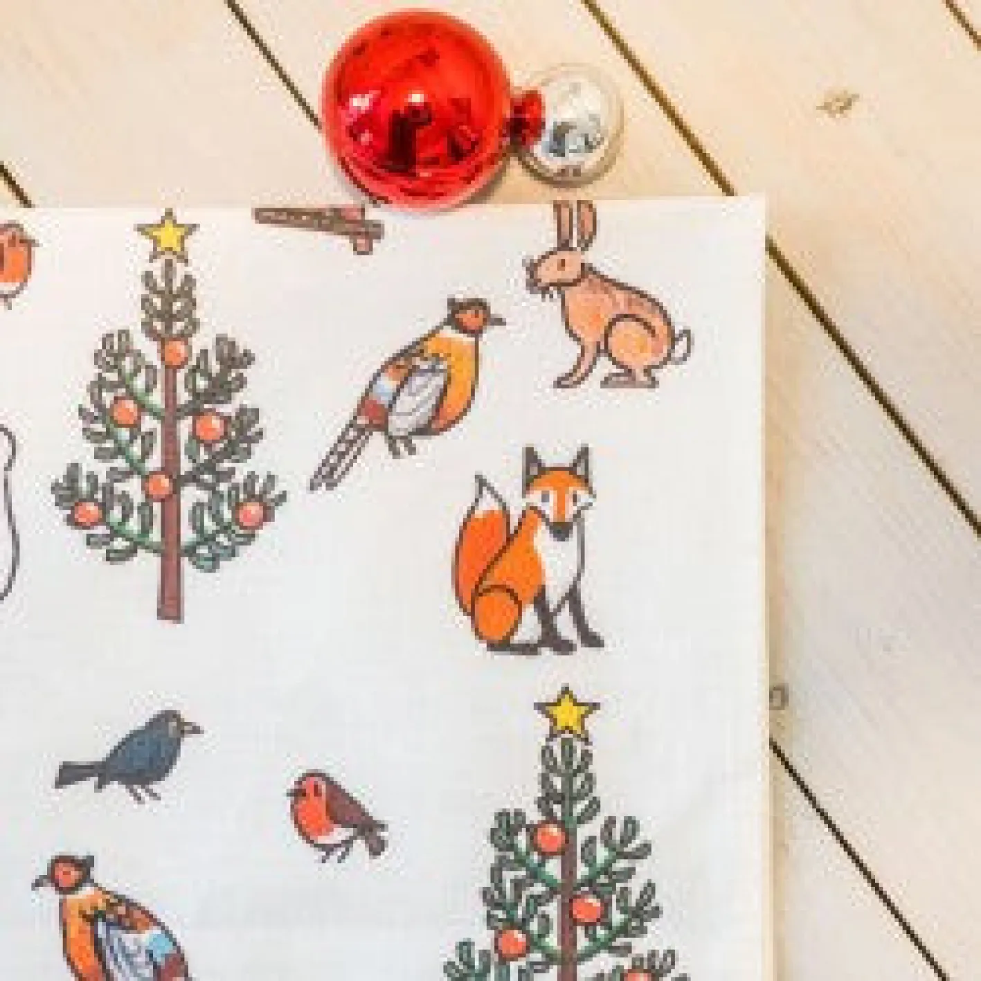 Alison Gardiner Winter Wildlife Tea Towel