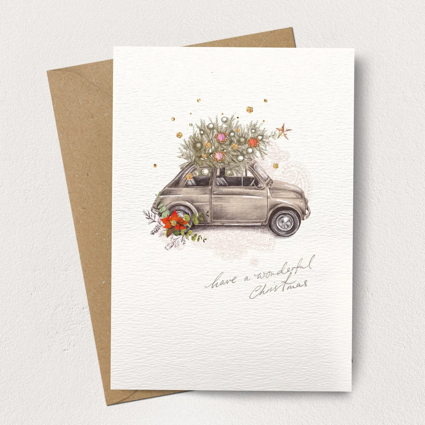 Stephanie Davies Wonderful Christmas Little Car Christmas Card