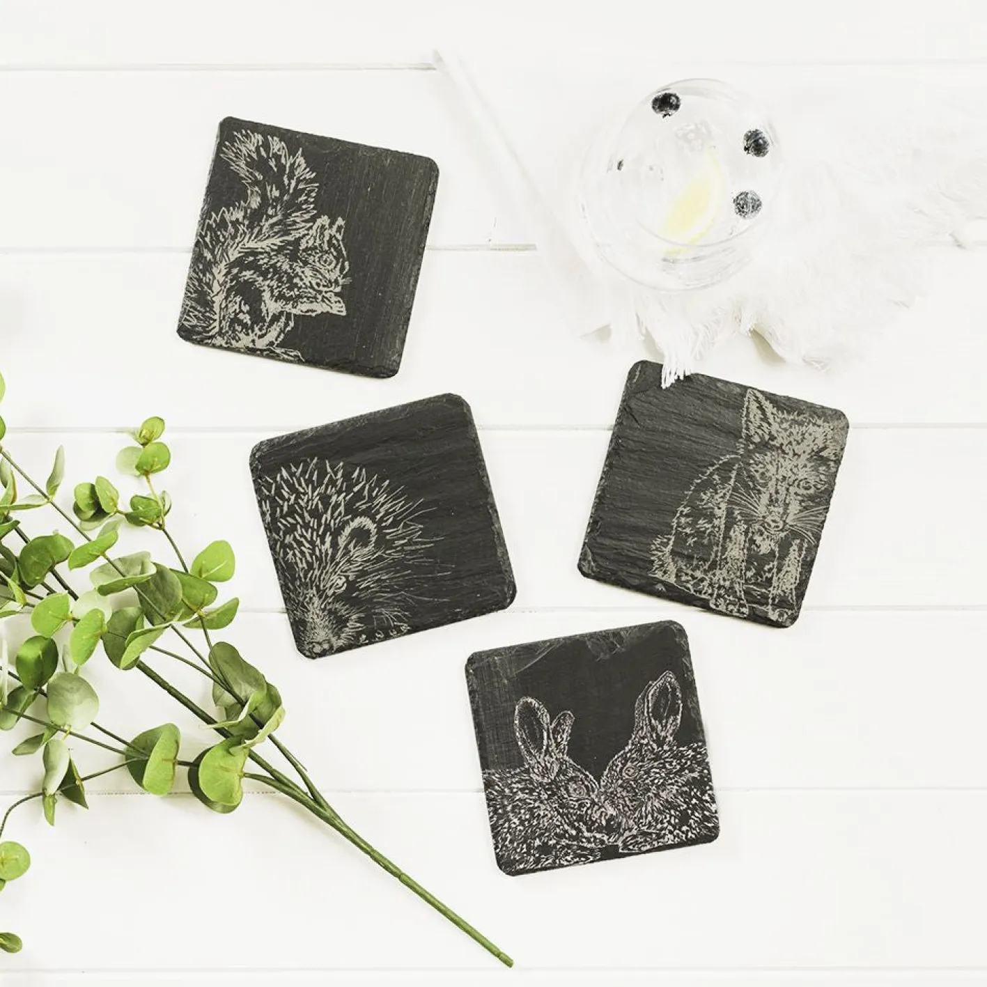 Selbrae Woodland Slate Coasters- Set of 4