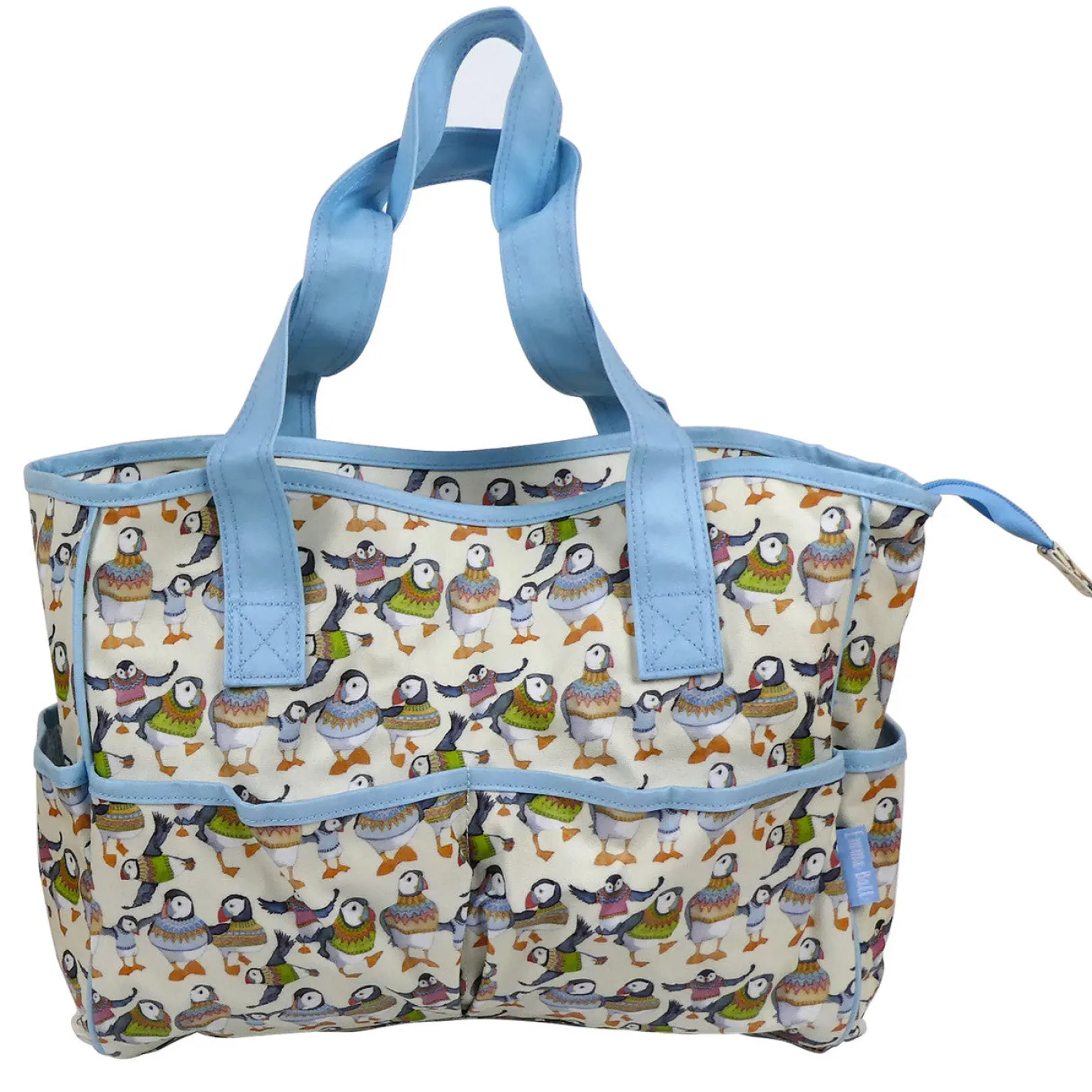 Emma Ball Woolly Puffins Large Oilskin Pocket Bag