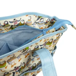 Emma Ball Woolly Puffins Large Oilskin Pocket Bag