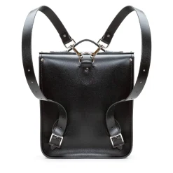Zatchels Handmade Leather City Backpack Plus - Black & Grey Stripe