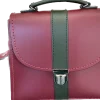 Zatchels Handmade Leather Kensington Handbag -Oxblood with Ivy Green Contrast