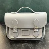 Zatchels Handmade Leather Midi Satchel - Ghost Grey