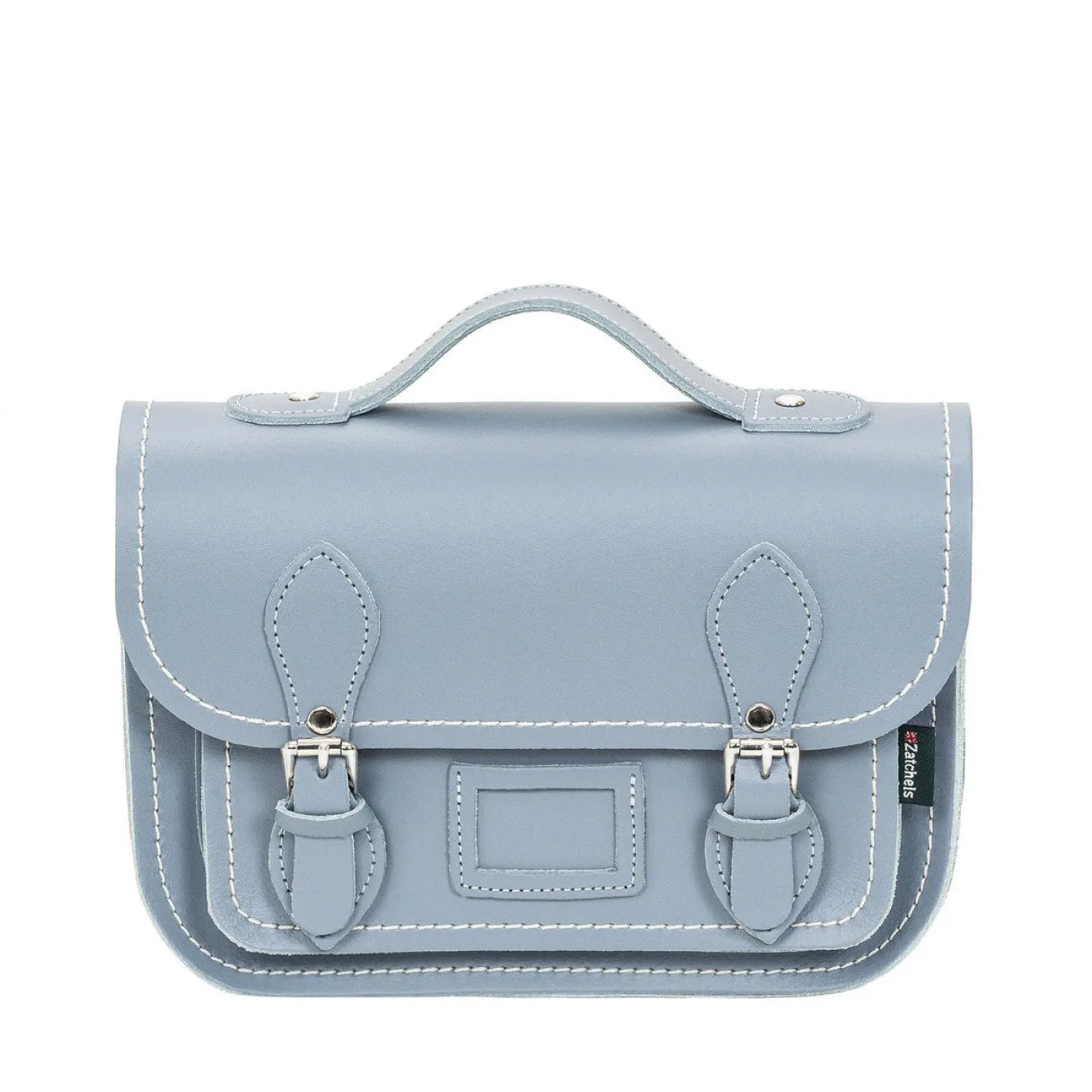 Zatchels Handmade Leather Midi Satchel - Lilac Grey