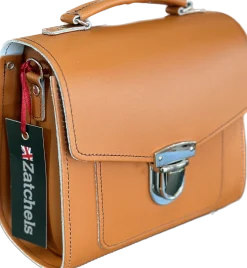 Zatchels Handmade Leather Sugarcube Plus Handbag - Burnt Orange