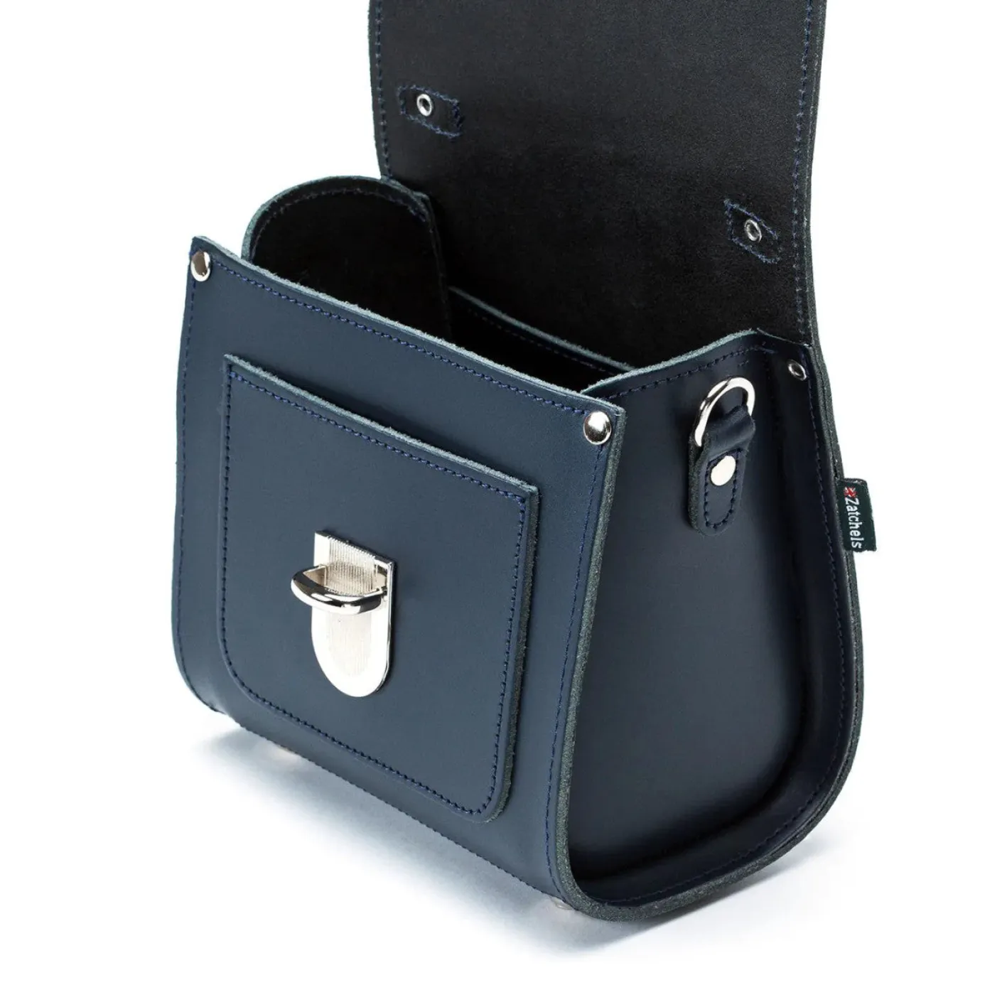 Zatchels Handmade Leather Sugarcube Plus Handbag - Navy