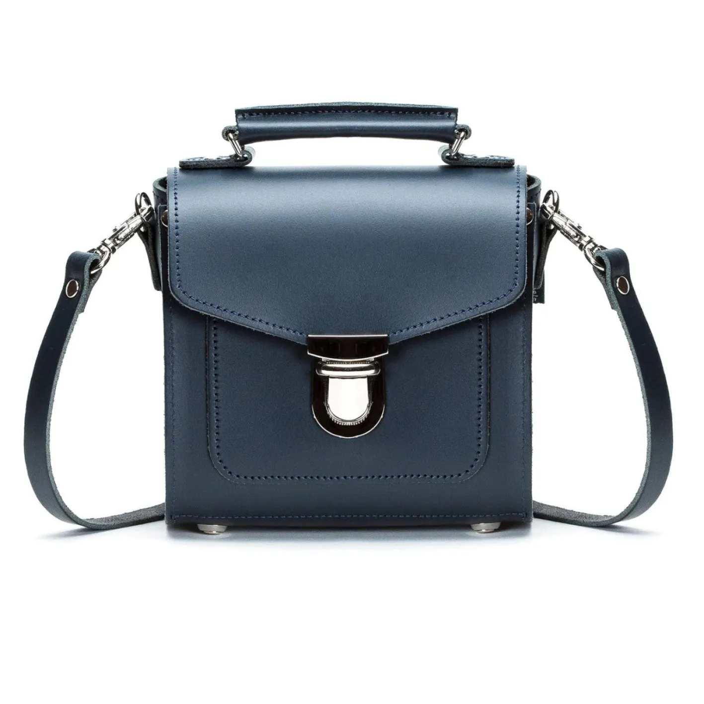 Zatchels Handmade Leather Sugarcube Plus Handbag - Navy