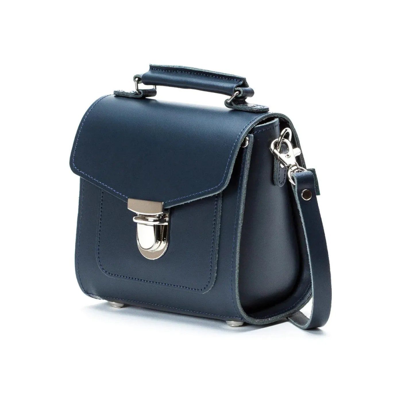 Zatchels Handmade Leather Sugarcube Plus Handbag - Navy