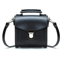 Zatchels Handmade Leather Sugarcube Black Small Handbag