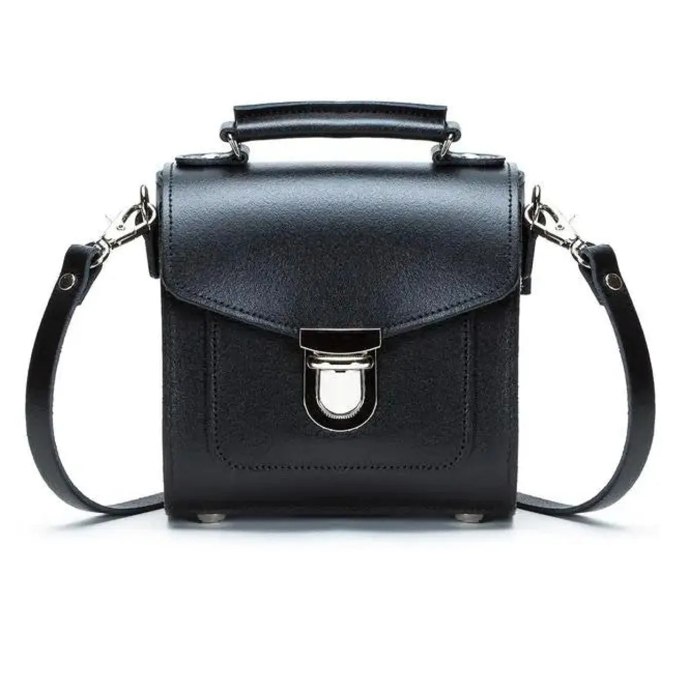 Zatchels Handmade Leather Sugarcube Black Small Handbag