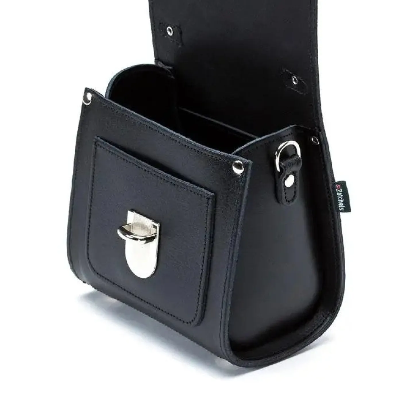 Zatchels Handmade Leather Sugarcube Black Small Handbag