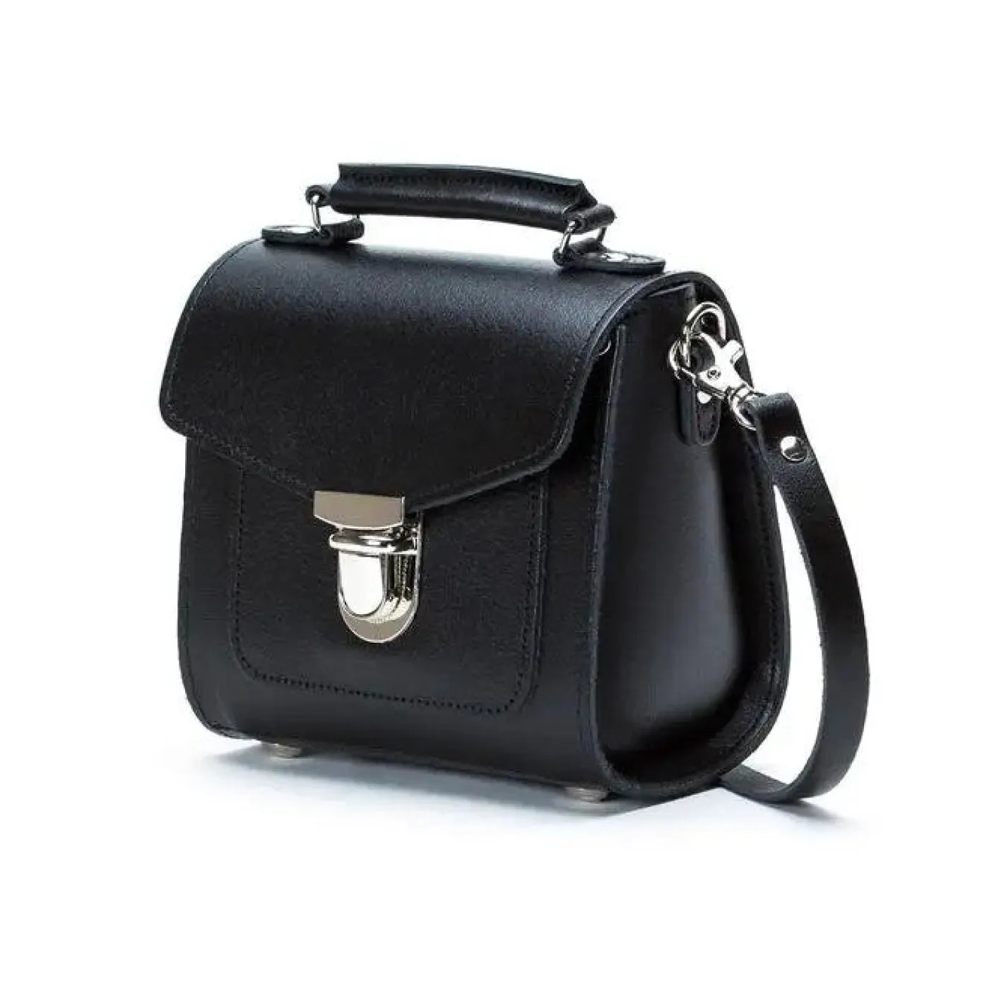 Zatchels Handmade Leather Sugarcube Black Small Handbag
