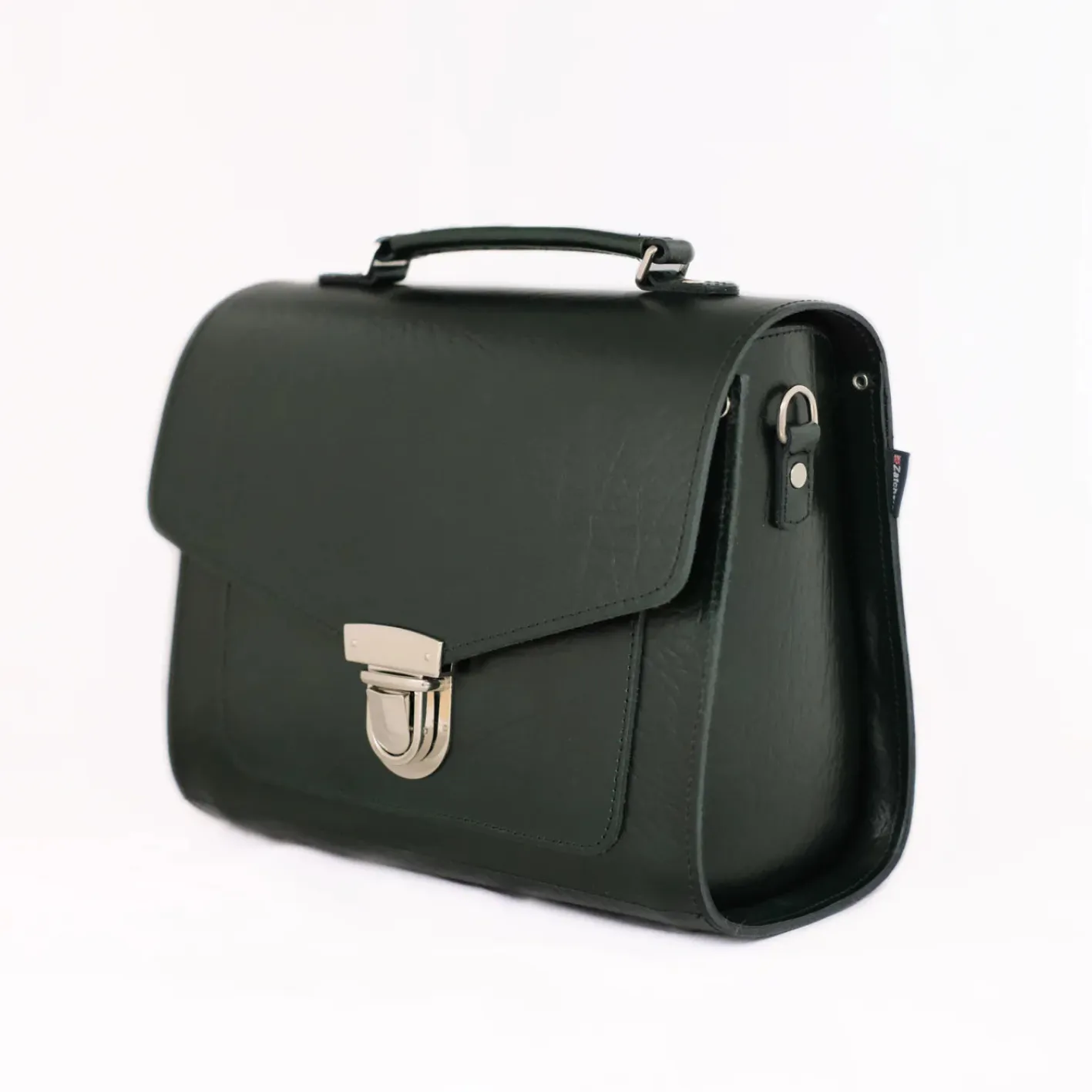 Zatchels Handmade Leather Sugarcube Grande Executive British Racing Green Handbag