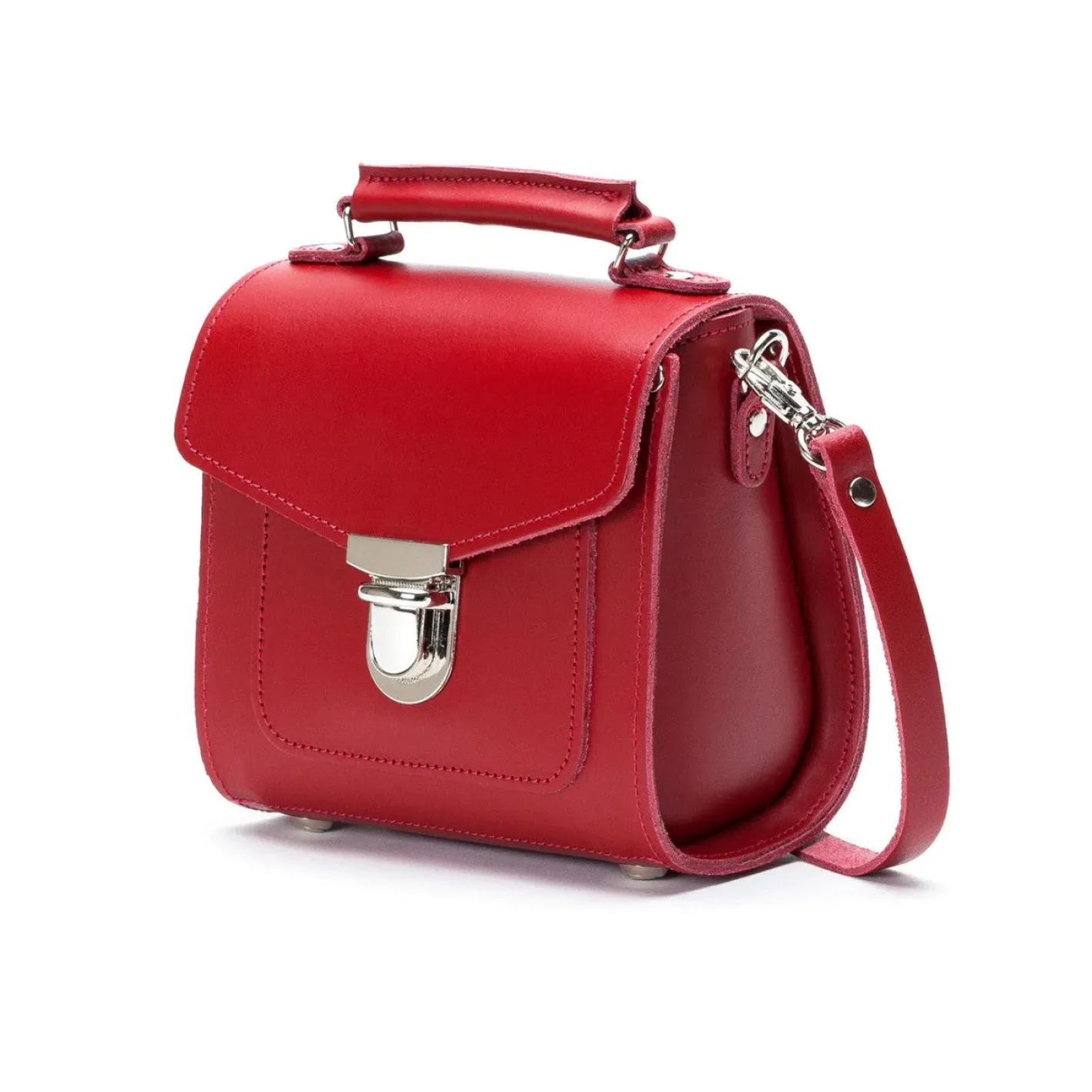 Zatchels Handmade Leather Sugarcube Plus Handbag - Red