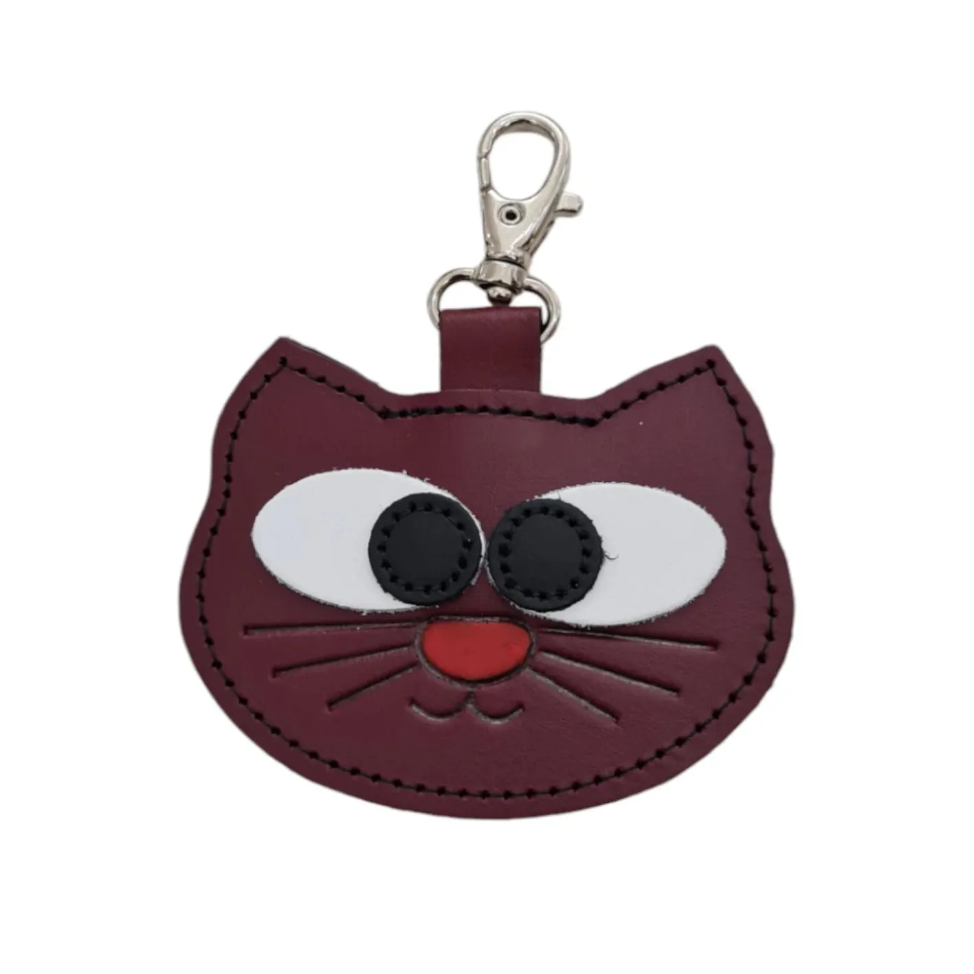 Zatchels Oxblood Colorful Cat Leather Bag Charm