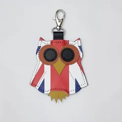 Zatchels Union Jack Owl Leather Bag Charm
