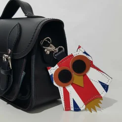 Zatchels Union Jack Owl Leather Keyring
